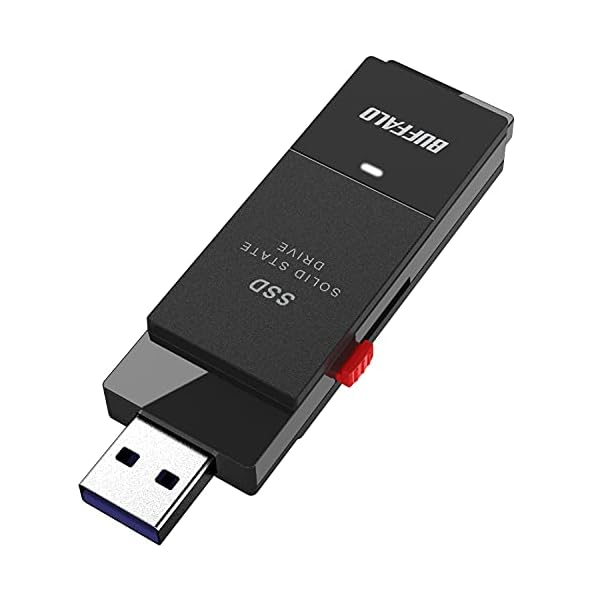 バッファロー SSD 外付け 1.0TB USB3.2 Gen2 読込速度600MB/秒 PS5/PS4メーカー動作確認済 コンパクト 小型 Type-Cアダプター付属 ブラック 【 iPhone 16 / 16 pro 動作確認済み 】 SSD-S