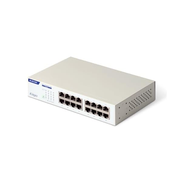 エレコム スイッチングハブ ギガビット 16ポート 電源内蔵 金属筺体 簡易パッケージ EHC-G16MN2A-HW