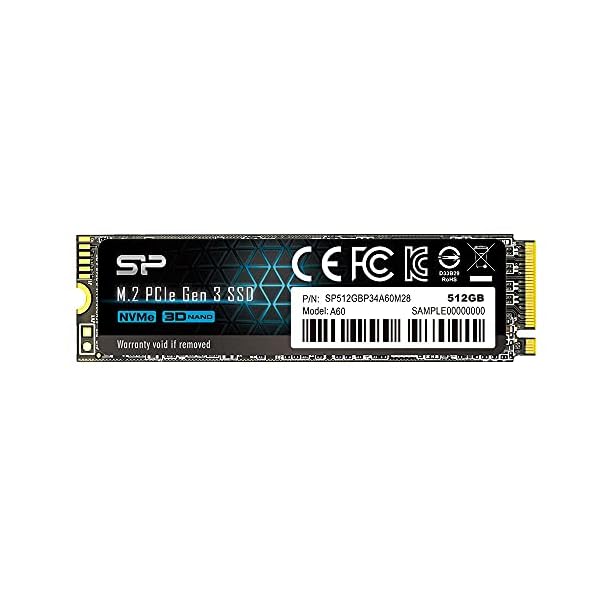 シリコンパワー SSD 512GB 3D NAND M.2 2280 PCIe3.0×4 NVMe1.3 P34A60シリーズ 5年 SP512GBP34A60M28