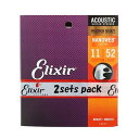 Elixir エリクサー アコースティックギター弦 NANOWEB フォスファーブロンズ Custom Light .011-.052 #16027 2個セット...