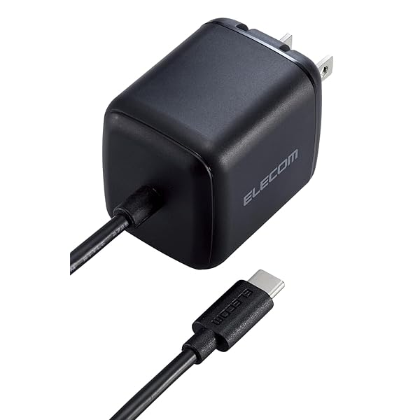 エレコム 充電器 Type-C 65W USB PD対応 USB-C ケーブル一体型 2m 折りたたみ式プラグ PSE認証 【 iPhone 16 15 Macbook/ノートパソコン など各種対応】 ブラック EC-AC8665BK