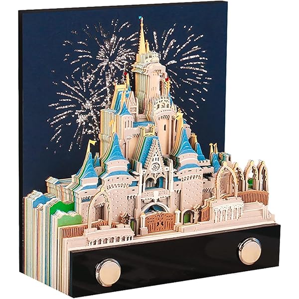 HXCQYGL 3Dカレンダーメモパッド 2025 デスクカレンダー 3D マジック キャッスル ウィークリー カレンダー メモ帳 ライト付き クリエイティブ ...