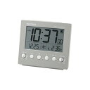 リズム(RHYTHM) 目覚まし時計 電波時計 デジタル 電子音 ダブル アラーム (スヌーズ 付) 温度計 ライト カレンダー グレー 9.1×10×4.5cm フィットウェーブ D236 8RZ236SR08(3)