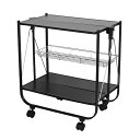 ダルトン(Dulton) ワゴン フォールディング トローリー マットブラック 高さ690×幅690×奥行405mm FOLDING TROLLEY MATTE BLACK H11907-MBK