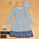 【30日限定 最大15%OFFクーポン】ワンピース S M L LL 3L レディース 長袖 プリント レース ストレッチ 【最安値に挑戦】 おうちコーデ【メー...
