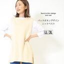 ベスト LL 3L レディース ニットベスト 後ろボタン 後ろ長め 手洗いOK クルーネック お尻が隠れる丈感 ニット サイドスリット 春 秋 冬 大人カジュアル 大人かわいい【最安値に挑戦】(4)