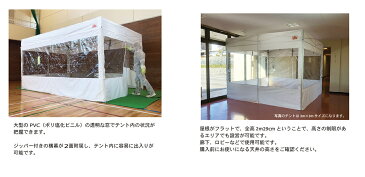 【屋内専用】感染症予防対策簡易テント　3m×4.5m　フルスクリーンセット（クリア窓4面横幕付属）　院内感染予防　医療機関向け　患者待機所　感染症リスク軽減