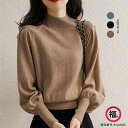 ニットセーター 長袖 ブラウス トップス プルオーバー ショートセーター レディース 無地 プチハイネック コーデ ゆったり オシャレ 着痩せ シンプル 冬 3...