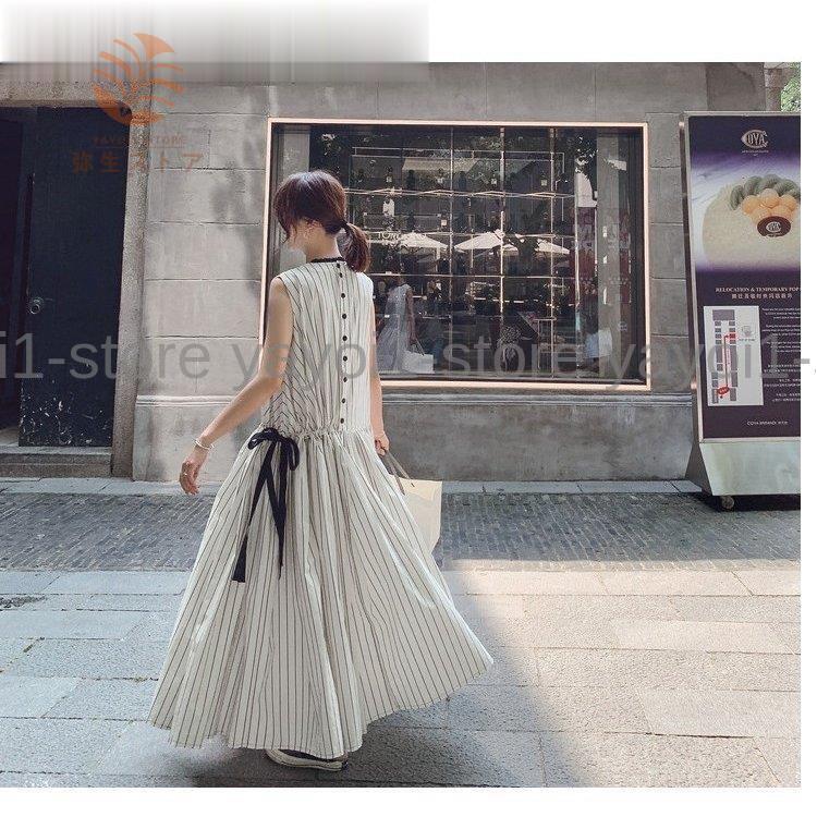 マキシワンピース ワンピース ロング レディース 夏 ノースリープ 蝶結び マキシ丈 フレア 韓国風 ストライプ オシャレ 着痩せ 上品 大人可愛い ドレス