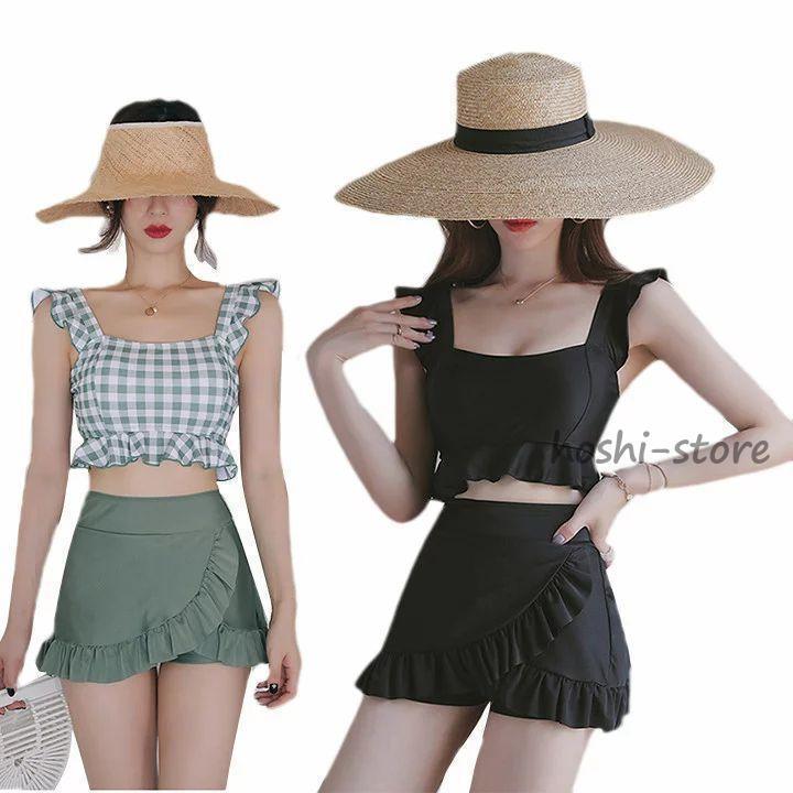 水着レディース体型カバー可愛いフリ...