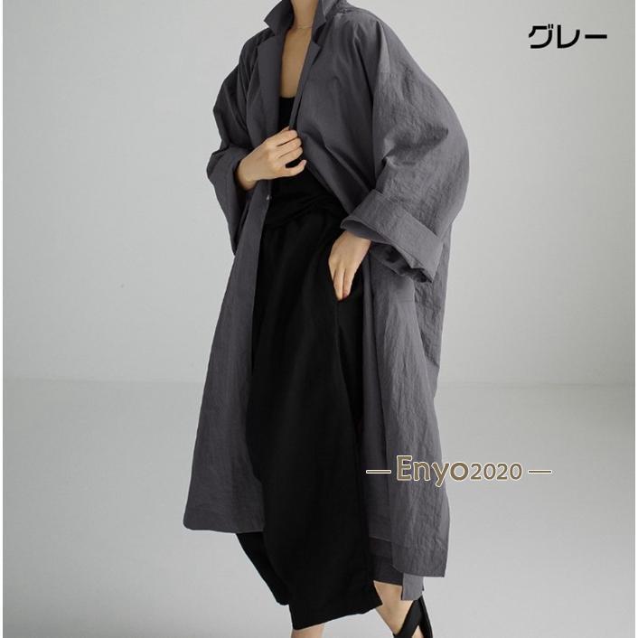 トレンチコート レディース ロング丈 無地 長袖 綿麻風 ロングコート アウター 上着 羽織 トップス 体型カバー ゆったり 春 秋 ファッション