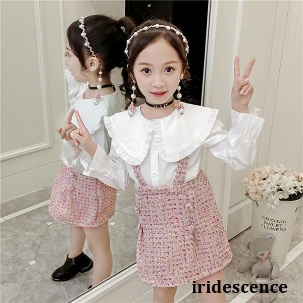 子供服 セットアップ キッズ 女の子 長袖 春秋 2点セット 上下セット ブラウス シャツ 折り襟 スカート サロペット ジュニア おしゃれ 誕生日 可愛い 新...