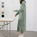 ワンピース トレーナー レディース ロングワンピース Vネック 長袖 パーカーワンピース ロング ゆったり スウェット チュニック ルームウェア