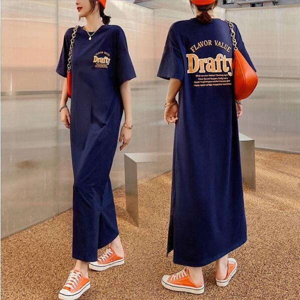 Tシャツ ワンピース Tシャツワンピ マキシ丈ワンピース Tシャツロングワンピ カジュアル ロングワンピース ロングTシャツのサムネイル