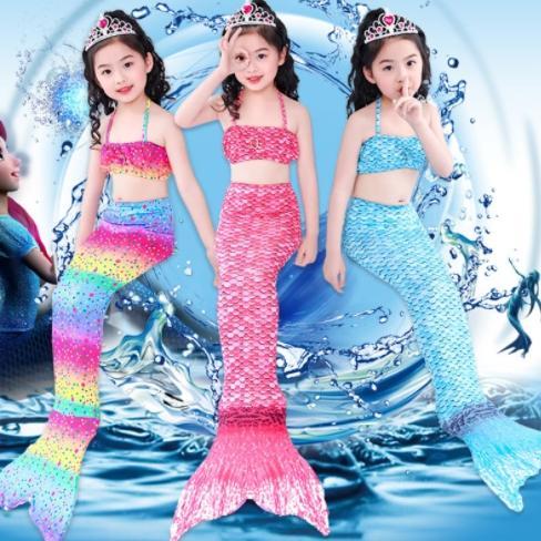 水着ビキニ 子供水着 キッズ 女の子 マーメイド 人魚 水着 夏アイテム 女児用水着 ベビー水着 3点セット ビキニ 女の子 バンドゥ ガールズ水着
