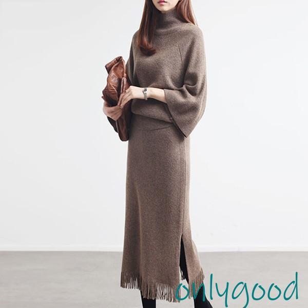 セットアップ レディース 長袖 秋冬 40代 30代 カジュアル 2点セット 上下セット ニットセーター 膝丈スカート 大きいサイズ おしゃれ 上品 着痩せ 通...