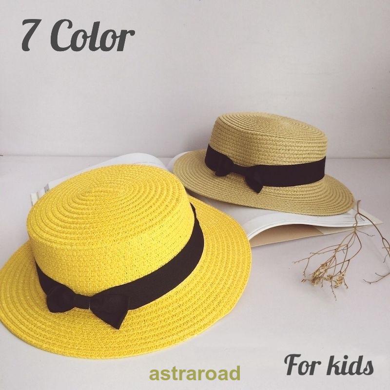 麦わら帽子・麦藁帽子 ストローハット キッズ 子供用 男の子 女の子 つば付き リボン 無地 紫外線対策 UV対策 かわいい お出かけ お散歩 カジュ 夏