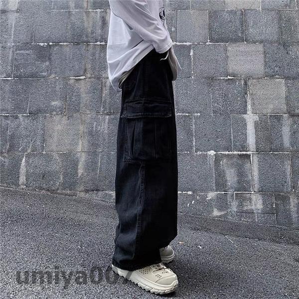 ワイドパンツ デニム 極太 ジーンズ メンズ B系 HIPHOP イージーパンツ ゆったり 太め おしゃれ ストリート系 大きいサイズ 春コーデ