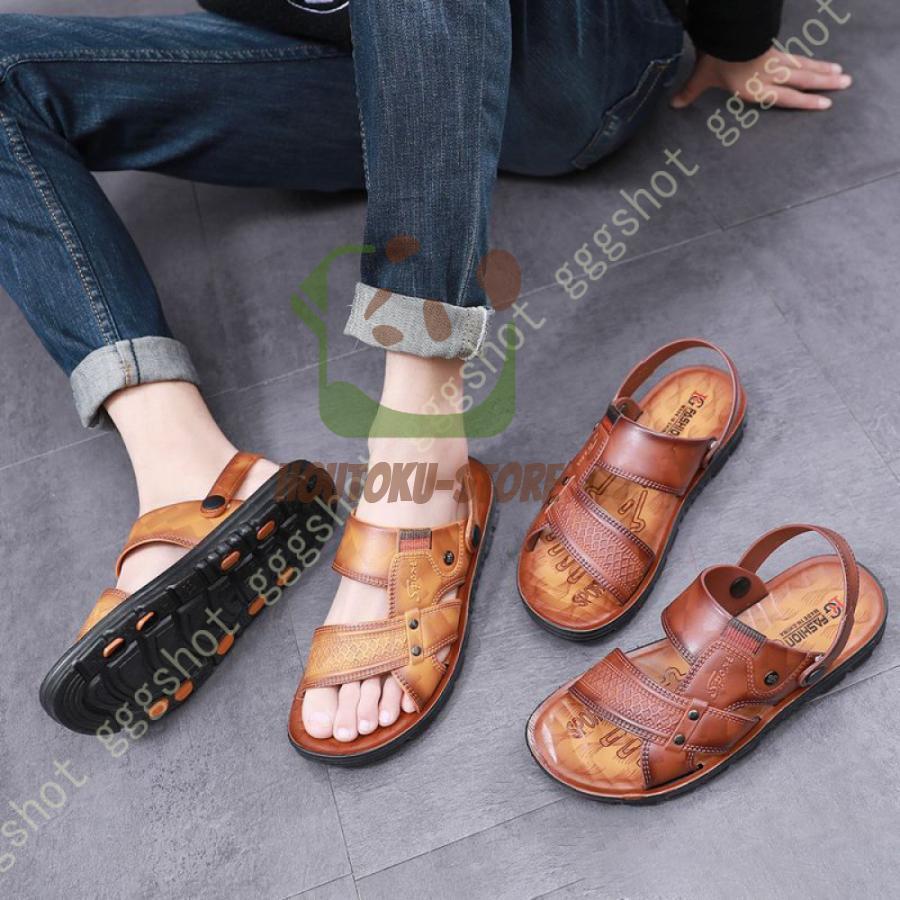 サンダル スリッパ メンズ ビーチサンダル 夏 軽量 革サンダル 通気 蒸れない ドライバーサンダル 男性用 滑り止め ストラップ さんだる 革靴