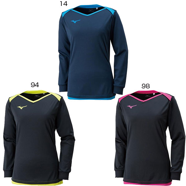 ミズノ レディース プラクティスシャツ バレーボールウェア 長袖 ネイビー ピンク グリーン 緑 送料無料 Mizuno V2MA8791