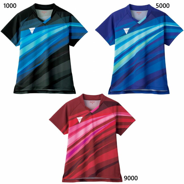ビクタス レディース V-OLGS236 卓球ウェア トップス 半袖 ゲームシャツ シャツ ユニフォーム ブラック 黒 ブルー レッド 青 赤 送料無料 VICTAS 512112