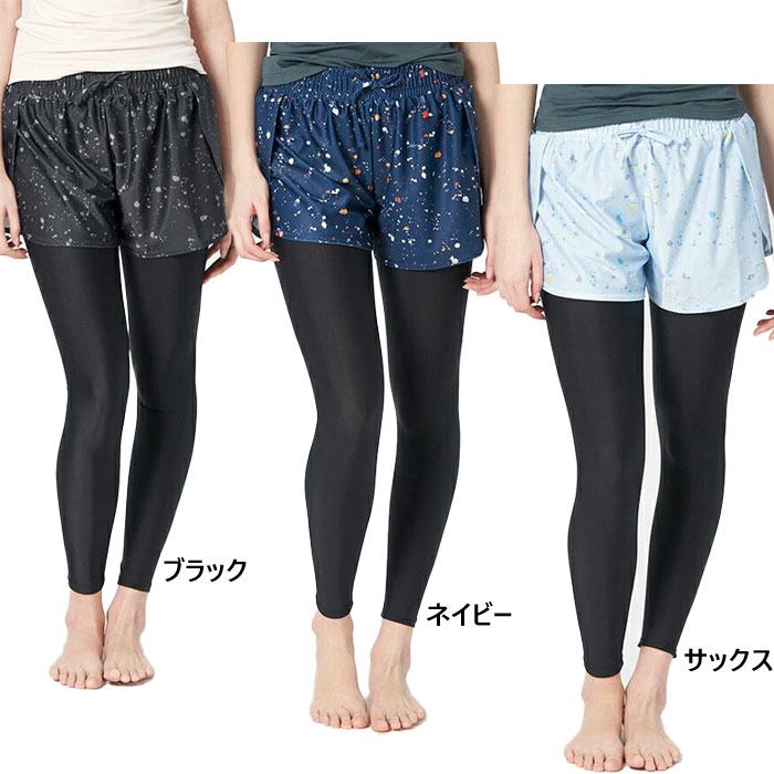 レディース ヨガ ドット柄 ショートパンツ レギンス フィットネス トレーニングウェア ボトムス 水着 ラッシュガード 水陸両用　2点セット フィラ FILA 310550