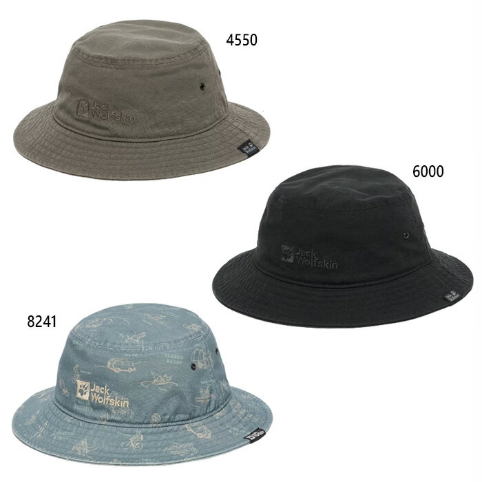 ジャックウルフスキン メンズ レディース キャンバス バケットハット CANVAS BUCKET HAT V2 帽子 アウトドア ブラック 黒 グレー カーキ 灰色 送料無料 Jack Wolfskin 5025052