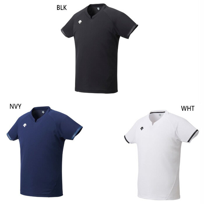 デサント メンズ レディース 半袖バレーボールシャツ バレーボールウェア トップス 半袖Tシャツ ホワイト 白 ブラック 黒 ネイビー 送料無料 DESCENTE DSS4024B