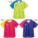 ビクタス レディース ポップフォント ゲームシャツ 卓球ウェア トップス 半袖 吸汗速乾 抗菌防臭 UVカット ストレッチ 総柄 ピンク グリーン パープル 緑...