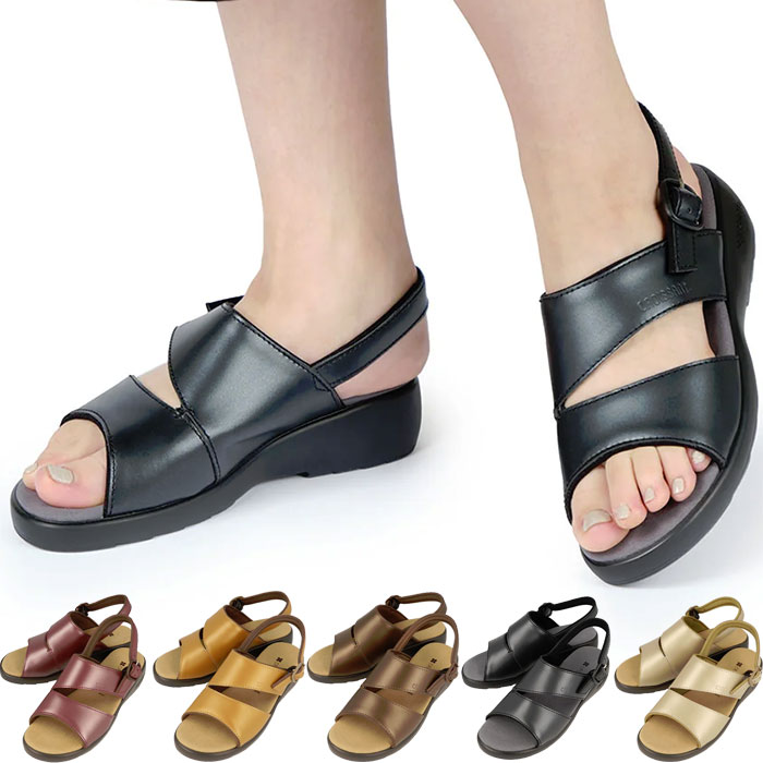 クロワッサン レディース 革サンダル サンダル シューズ バックベルト カジュアル オフィス 街履き 本..