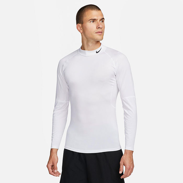 ナイキ メンズ ドライフィット プロ Dri-FIT フィットネス モックネック ロングスリーブ トップ アンダーウェア スポーツインナー トレーニング 長袖 ホワイト 白 送料無料 NIKE FB7909 100