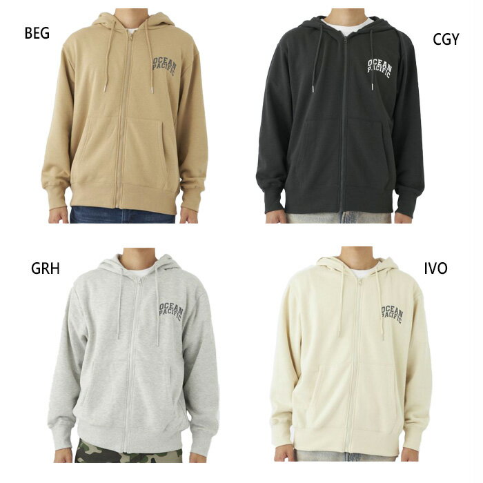 オーシャンパシフィック メンズ 裏起毛ジップパーカースウェット パーカー トップス カジュアルウェア 長袖 ホワイト 白 グレー ベージュ 灰色 送料無料 Ocean Pacific OP 533028