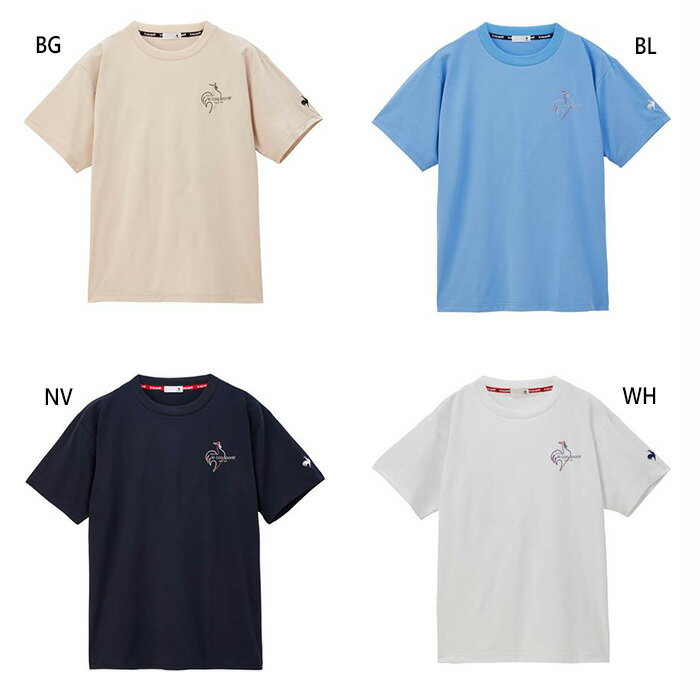 ルコックスポルティフ メンズ UV CUT 半袖Tシャツ フィットネス トレーニングウェア トップス ホワイト 白 ネイビー 送料無料 le coq sportif QMMXJA03