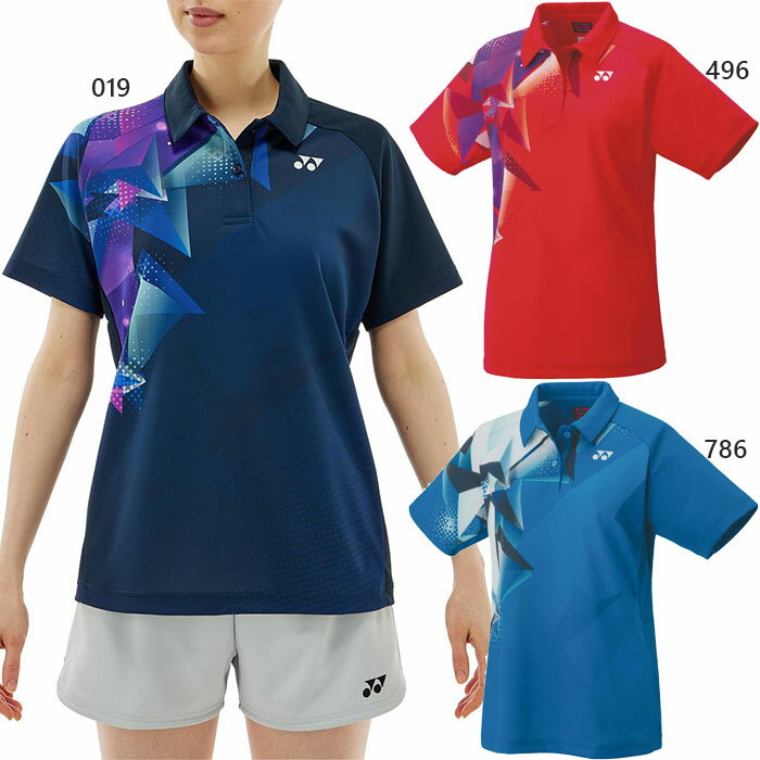 ヨネックス レディース ゲームシャツ テニス バドミントンウェア トップス ポロシャツ 半袖 ネイビー ブルー レッド …