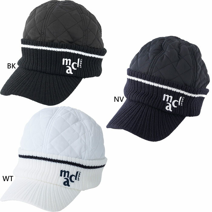 マリクレール レディース ツバ付きキャップ ゴルフ 帽子 中綿 ホワイト 白 ブラック 黒 送料無料 marie claire 733912