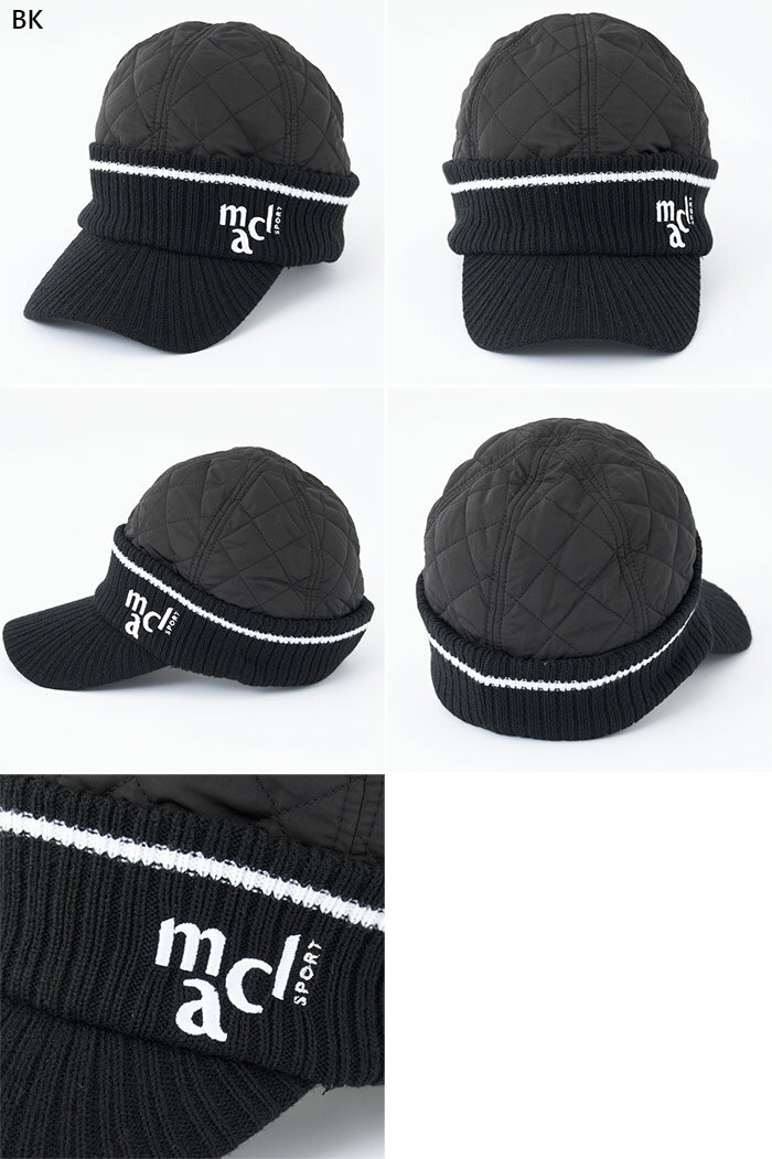 マリクレール レディース ツバ付きキャップ ゴルフ 帽子 中綿 ホワイト 白 ブラック 黒 送料無料 marie claire 733912