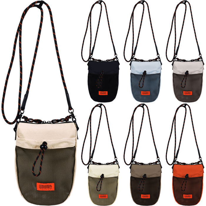 ユニバーサルオーバーオール メンズ レディース フロント メッシュ ミニショルダー ショルダーバッグ 肩掛け 鞄 ブラック 黒 グレー ブルー ブラウン 青 イエロー オレンジ ベージュ 茶色 灰色 黄色 送料無料 UNIVERSAL OVERALL UVO-204