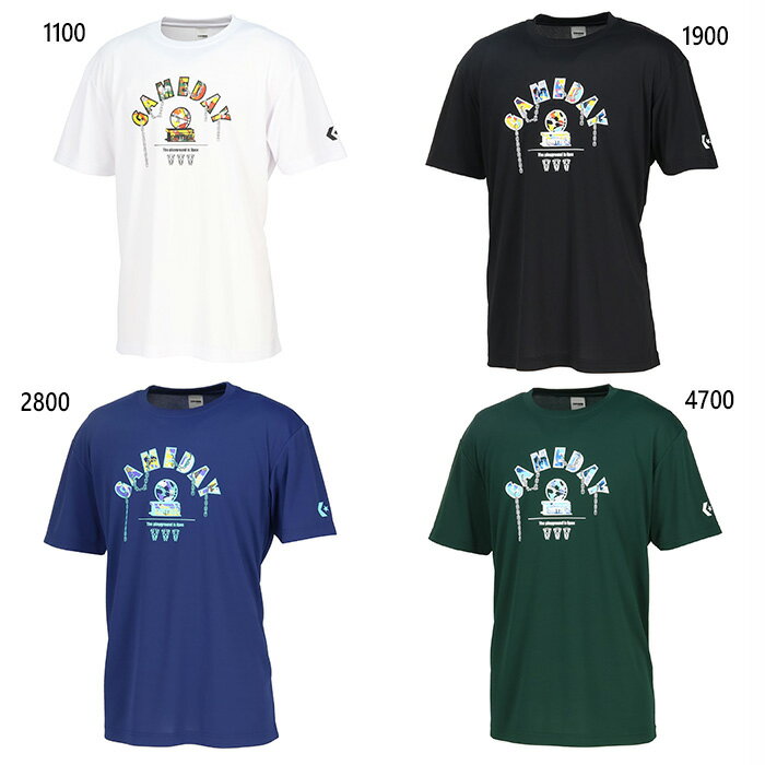 コンバース メンズ プリント 半袖Tシャツ バスケットボールウェア トップス ホワイト 白 ブラック 黒 ネイビー グリーン 緑 送料無料 CONVERSE CB251364