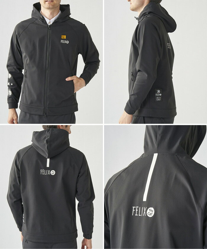 ラウドマウス メンズ フィリックス LOUDMOUTH×FELIX コラボ 裏起毛ブルゾン ゴルフウェア トップス 長袖 ホワイト 白 ブラック 黒 送料無料 LOUDMOUTH 775410