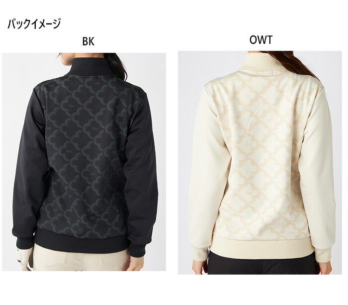 マリクレール レディース ブルゾン ゴルフウェア トップス 長袖 ホワイト 白 ブラック 黒 送料無料 marie claire 735255