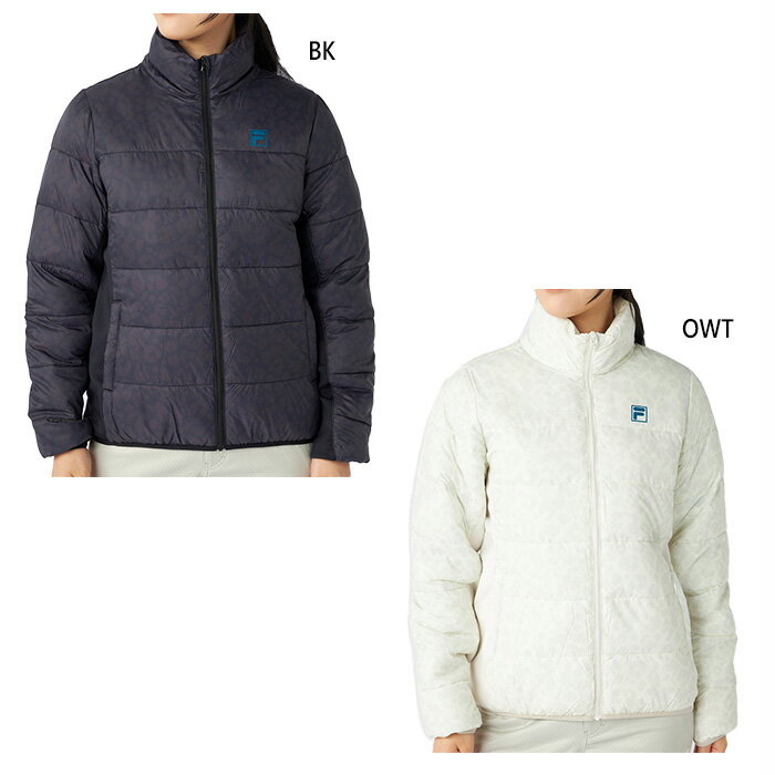 フィラ ゴルフ レディース レオパード柄ライトダウンジャケット ゴルフウェア トップス 上着 アウター 長袖 ホワイト 白 ブラック 黒 送料無料 FILA GOLF 795264