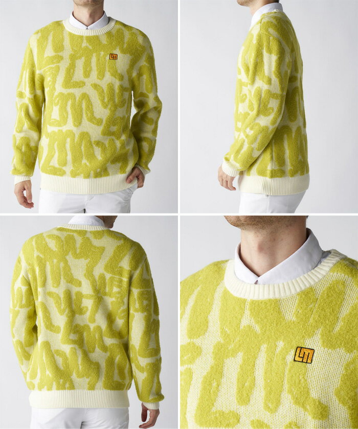 ラウドマウス メンズ ツイード調クルーネックセーター ゴルフウェア トップス 長袖 ブラック 黒 ブルー 青 ピンク グリーン 緑 送料無料 LOUDMOUTH 775702