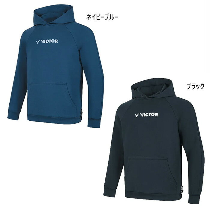 ビクター メンズ レディース パーカー テニス バドミントンウェア トップス 長袖 プルオーバー ブラック 黒 送料無料 VICTOR T-55023