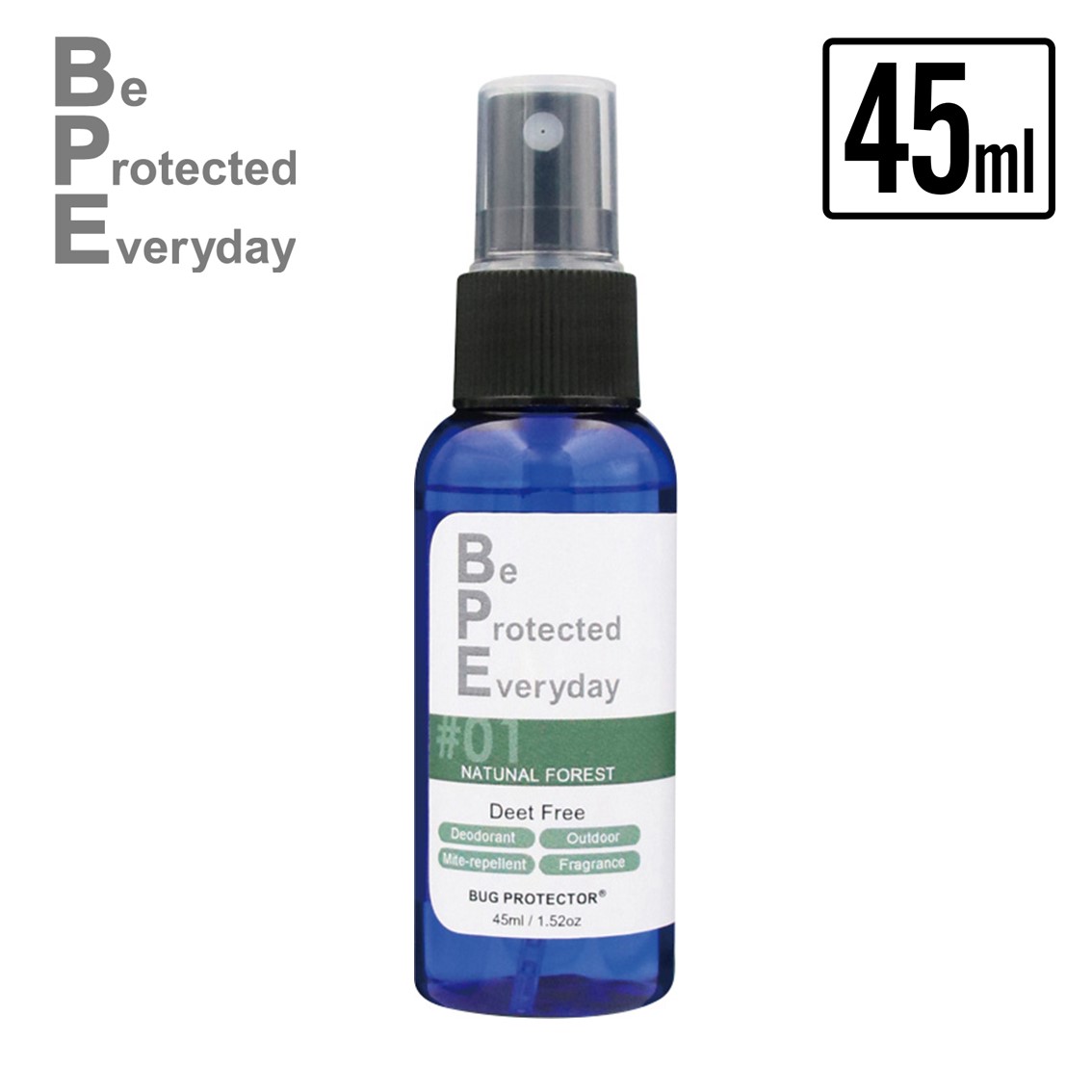 虫よけ 消臭 アロマ スプレー BPE Be Protected Everyday ファブリックスプレー ナチュラルフォレスト 45ml