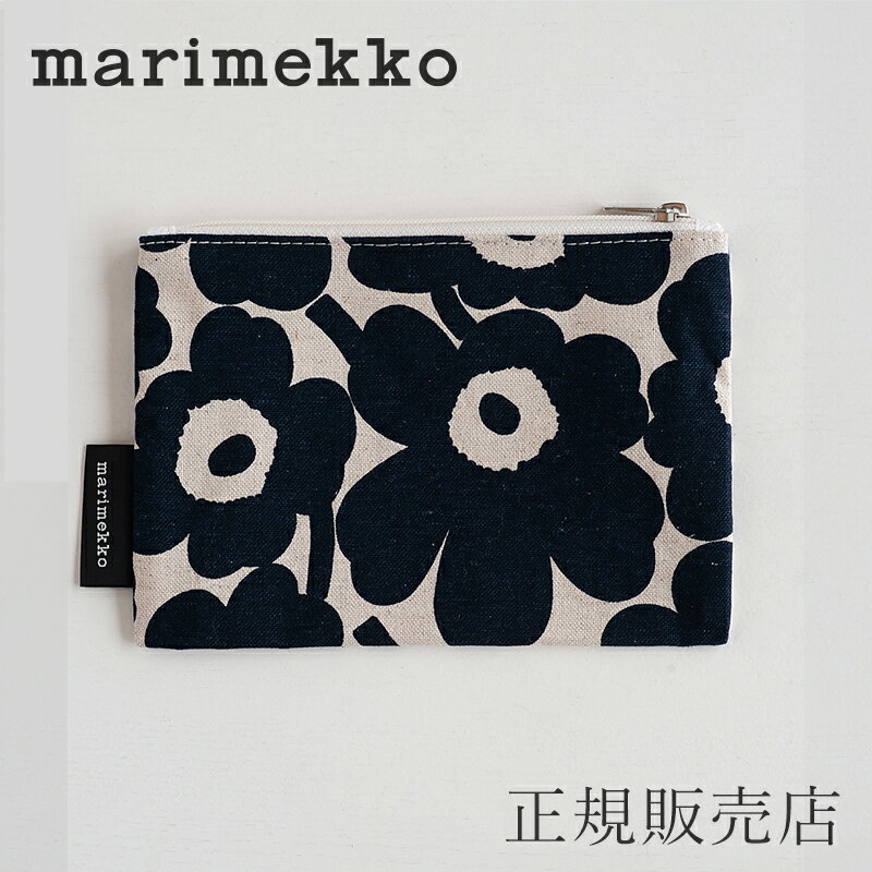 マチなしポーチ／Kaika　ミニ ウニッコ　コットン×ダークブルー（マリメッコ／marimekko）