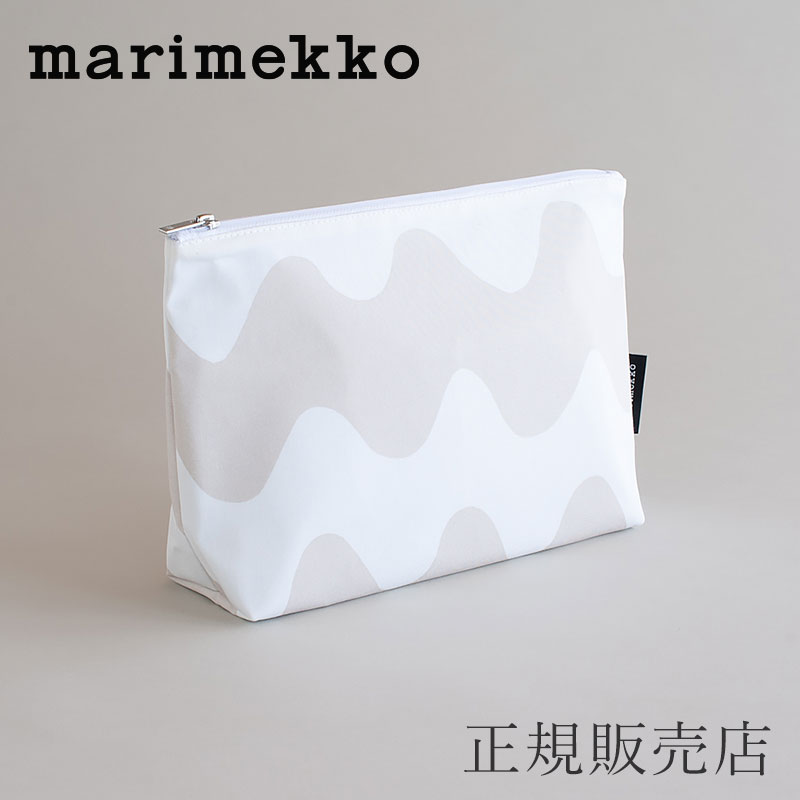 マリメッコ ポーチ 【SALE】マチありポーチ／Relle（大） ロッキ ベージュ×ホワイト（マリメッコ／marimekko）