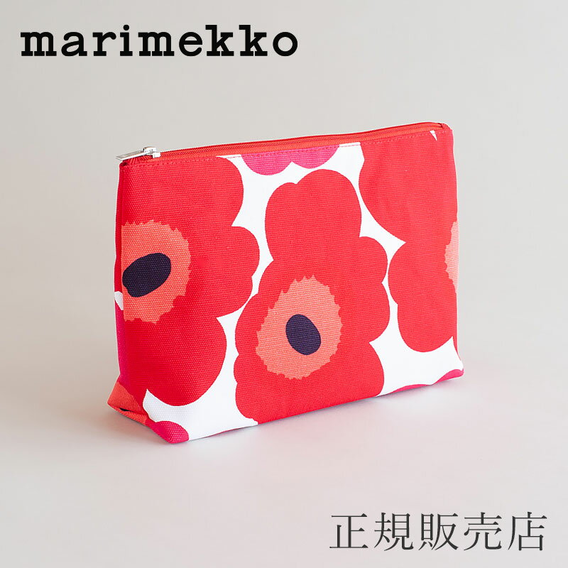 マリメッコ ポーチ 【SALE】マチありポーチ／Relle（大） ウニッコ ホワイト×レッド（マリメッコ／marimekko）