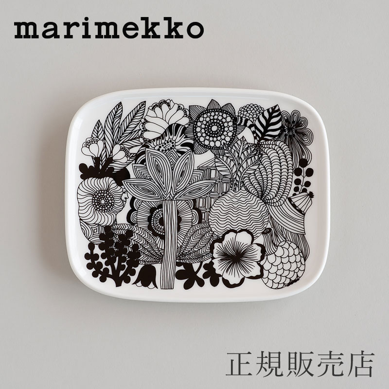 スクエアプレート シイルトラプータルハ ホワイト×ブラック（マリメッコ／marimekko）