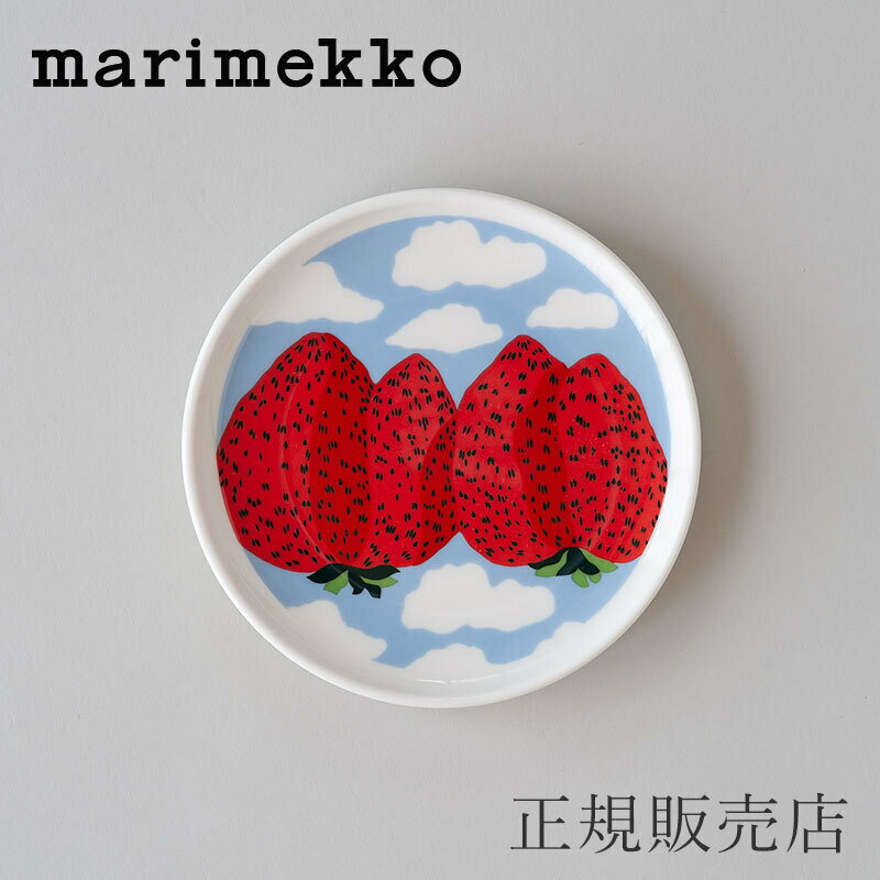 【SALE】ラウンドプレート 13.5cm マンシッカ ヴォレット ライトブルー×レッド（マリメッコ／marimekko）のサムネイル