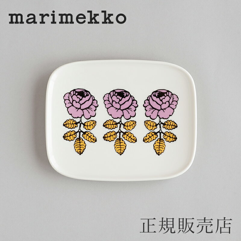 マリメッコ スクエアプレート ヴィヒキルース ピンク×イエロー（マリメッコ／marimekko）